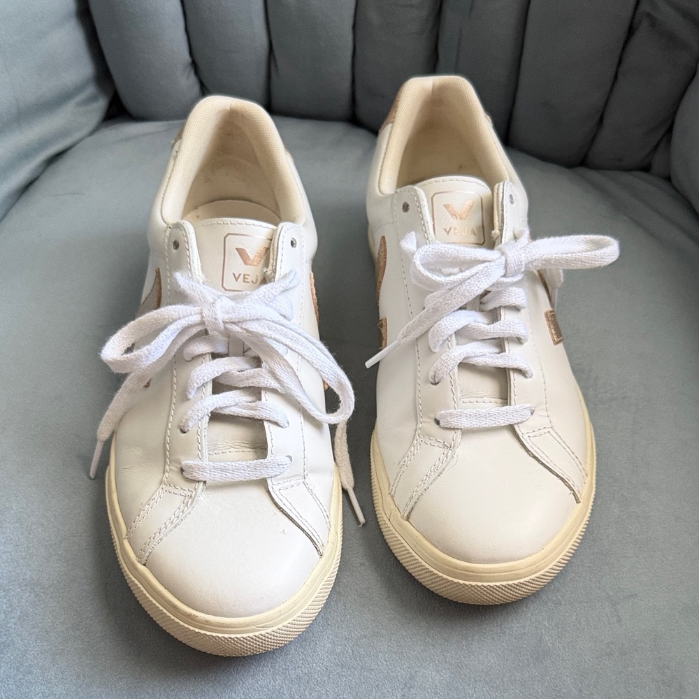 Veja Esplar Logo Leather Sneakers Extra White/ Platine 40 / 9 With Box - Picture 6 of 11
